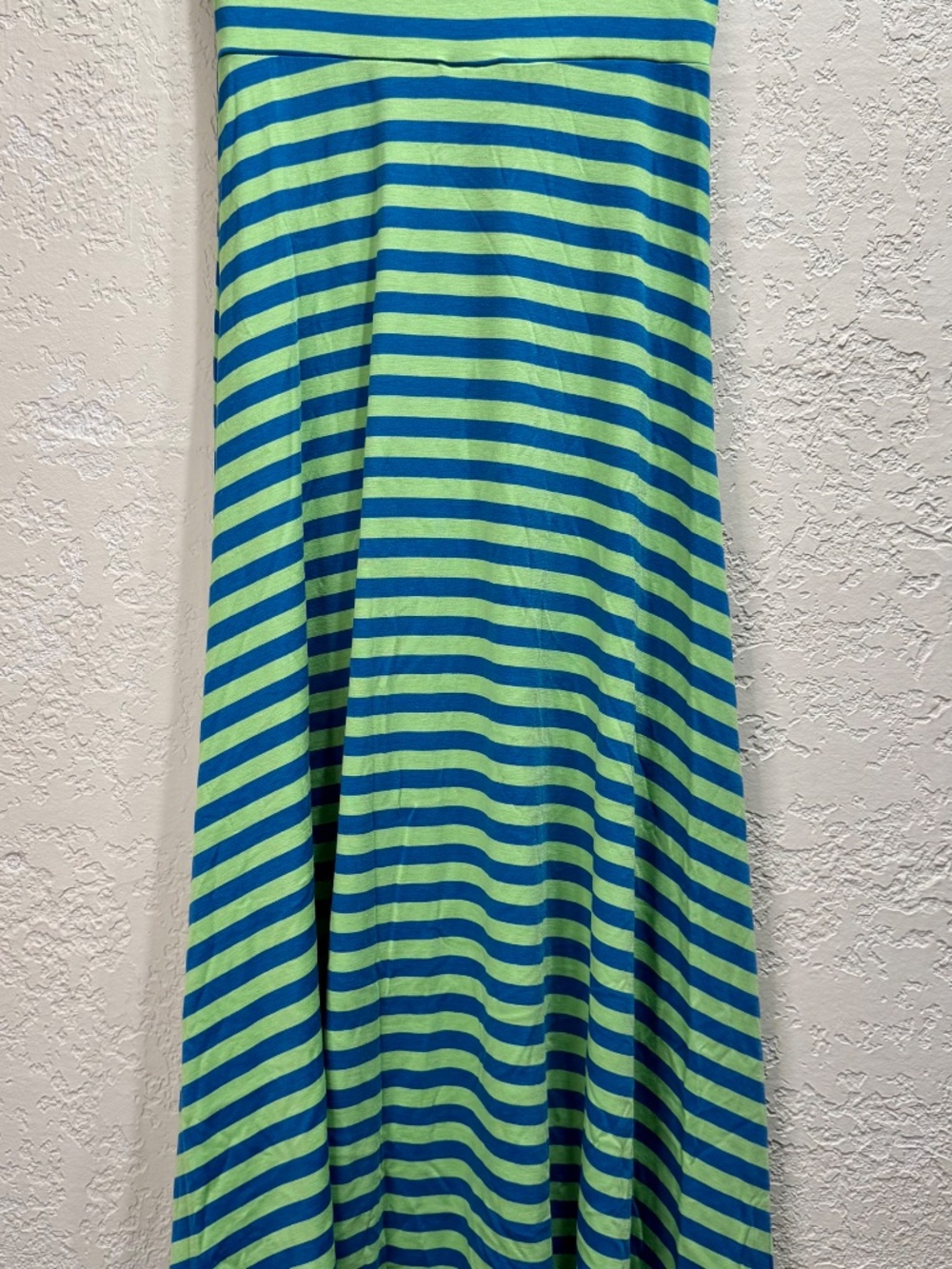 LuLaRoe XXS Blue Lime Green Striped Maxi Skirt Coastal Y2K Stretch Boho - Picture 6 of 8